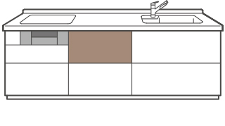 1.調理スペース用フロアキャビネット（スライドトレー付き）のイメージ